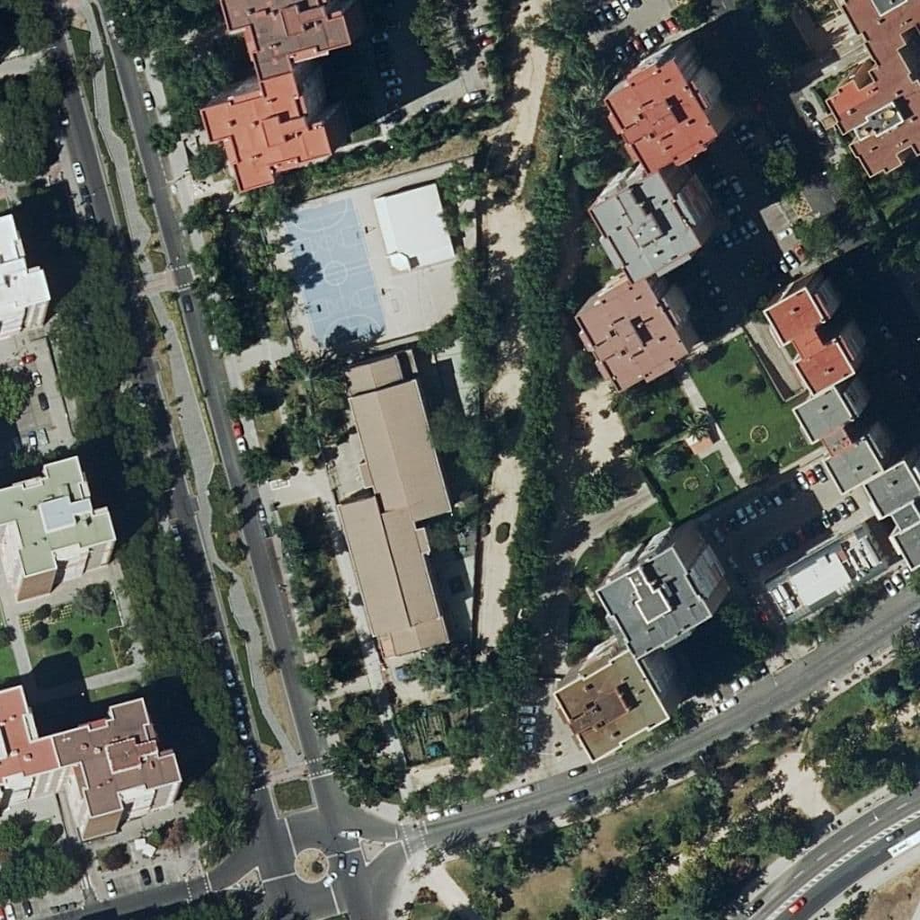 Aerial view of the grounds of Los Pitufos