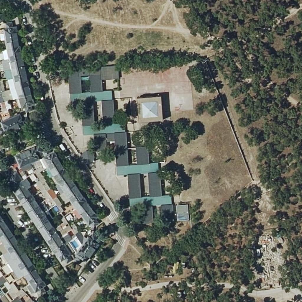 Aerial view of the grounds of Colegio San Francisco