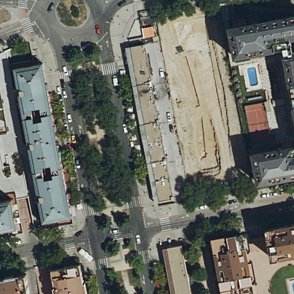 Aerial view of the grounds of Los Madroños