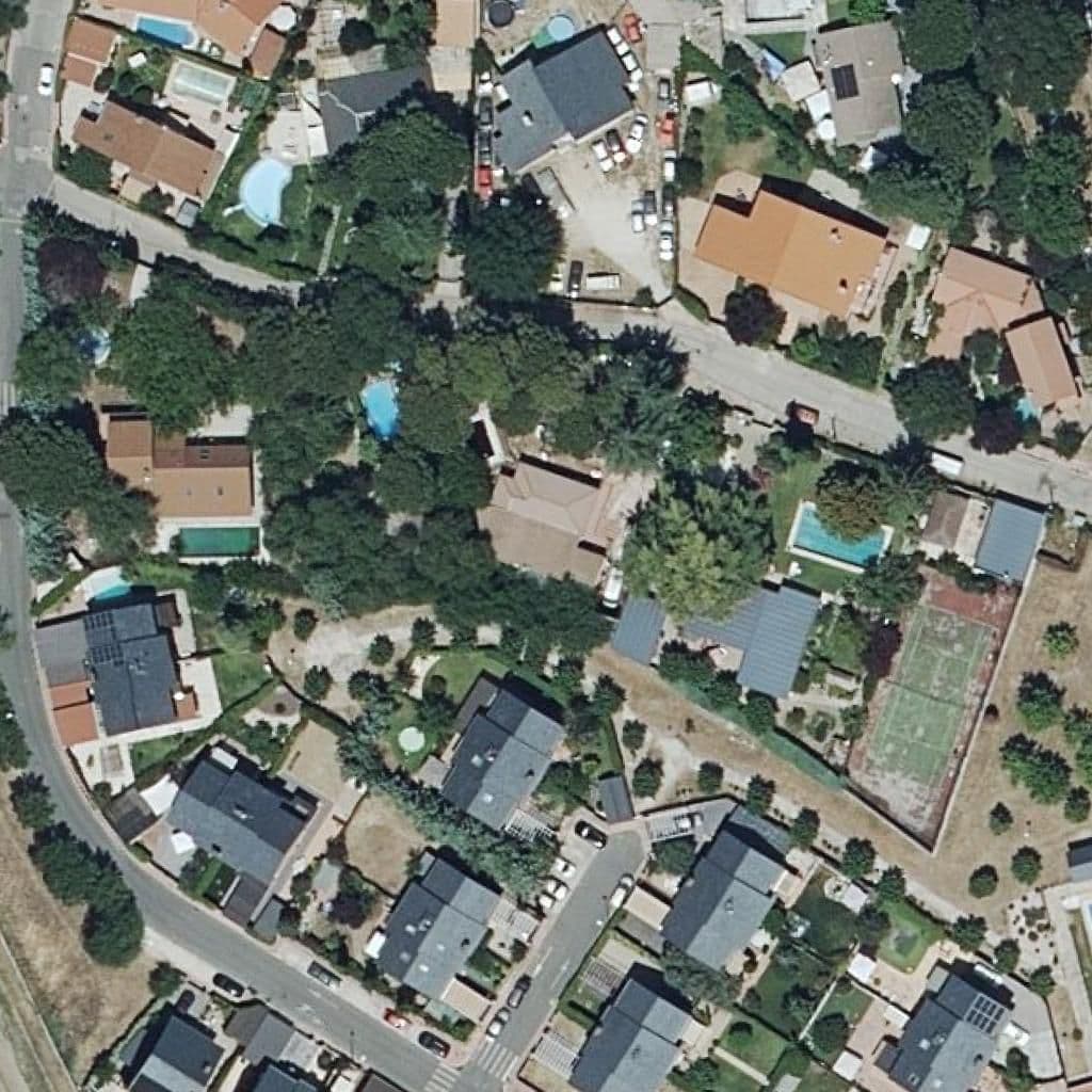 Aerial view of the grounds of Casa De Colores
