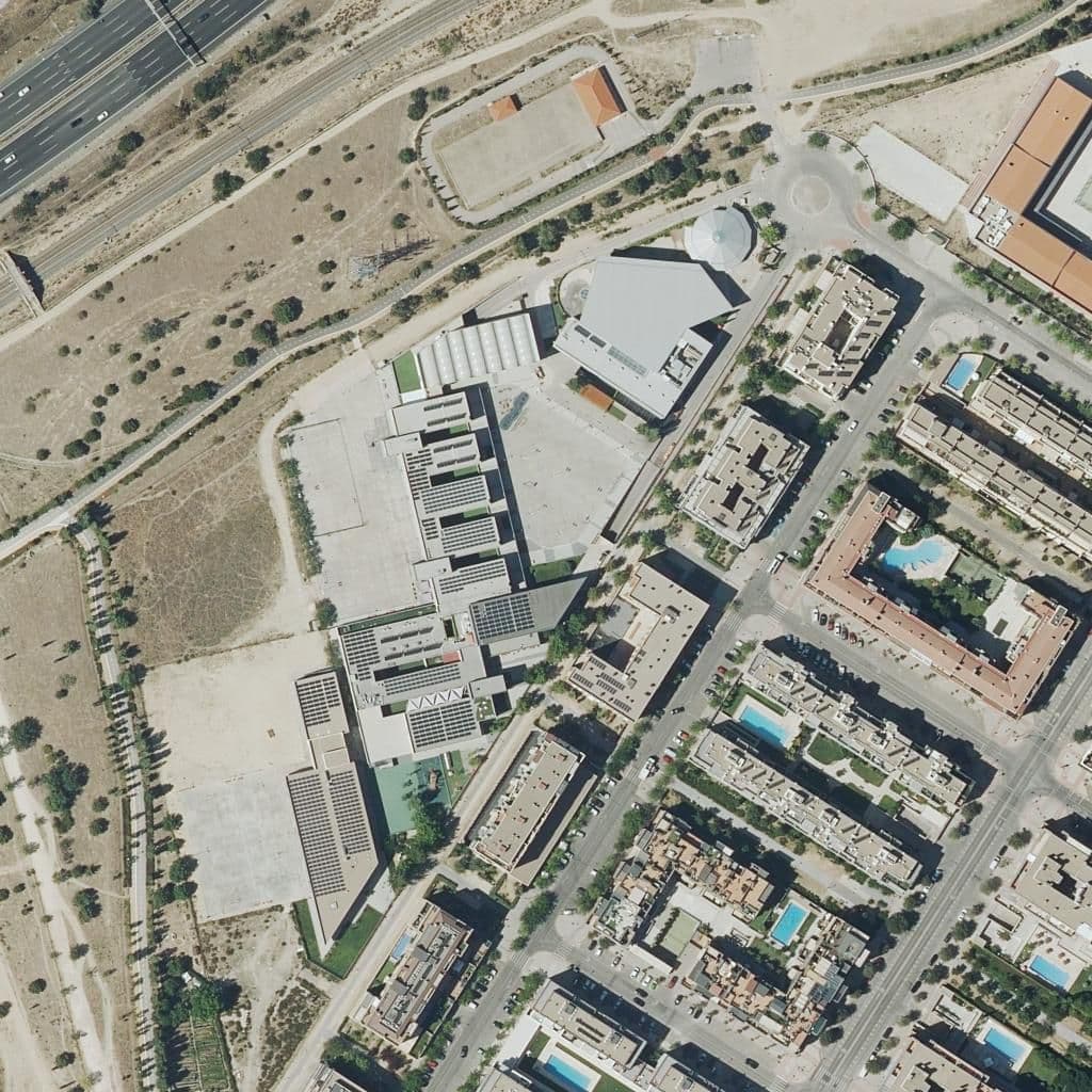 Aerial view of the grounds of Instituto De Artes Escenicas
