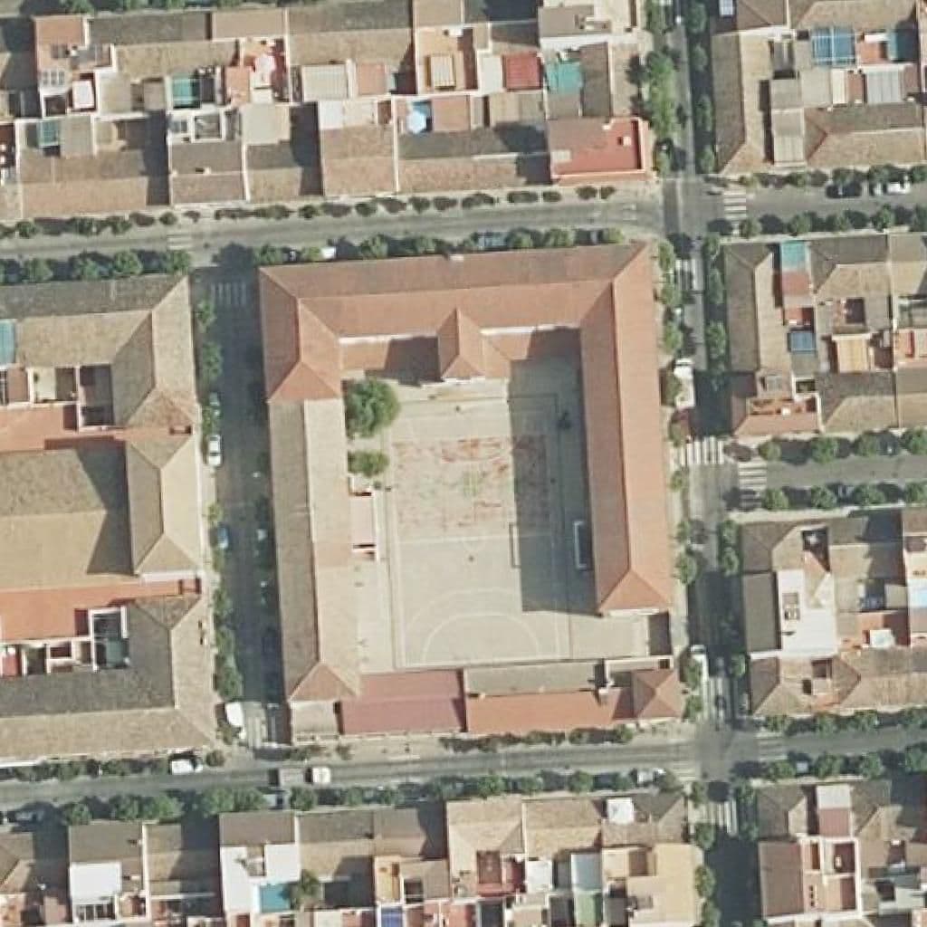 Aerial view of the grounds of San Vicente Ferrer