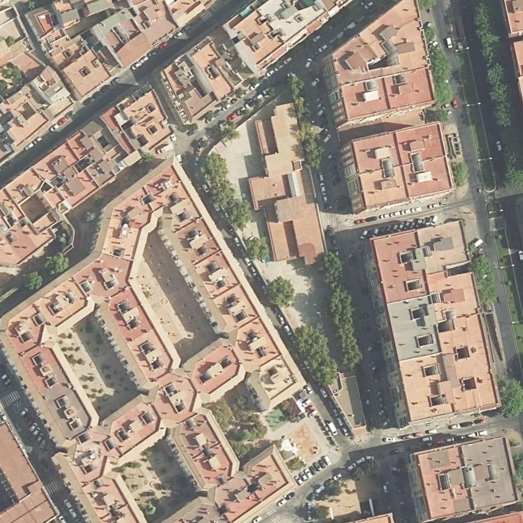 Aerial view of the grounds of María Auxiliadora