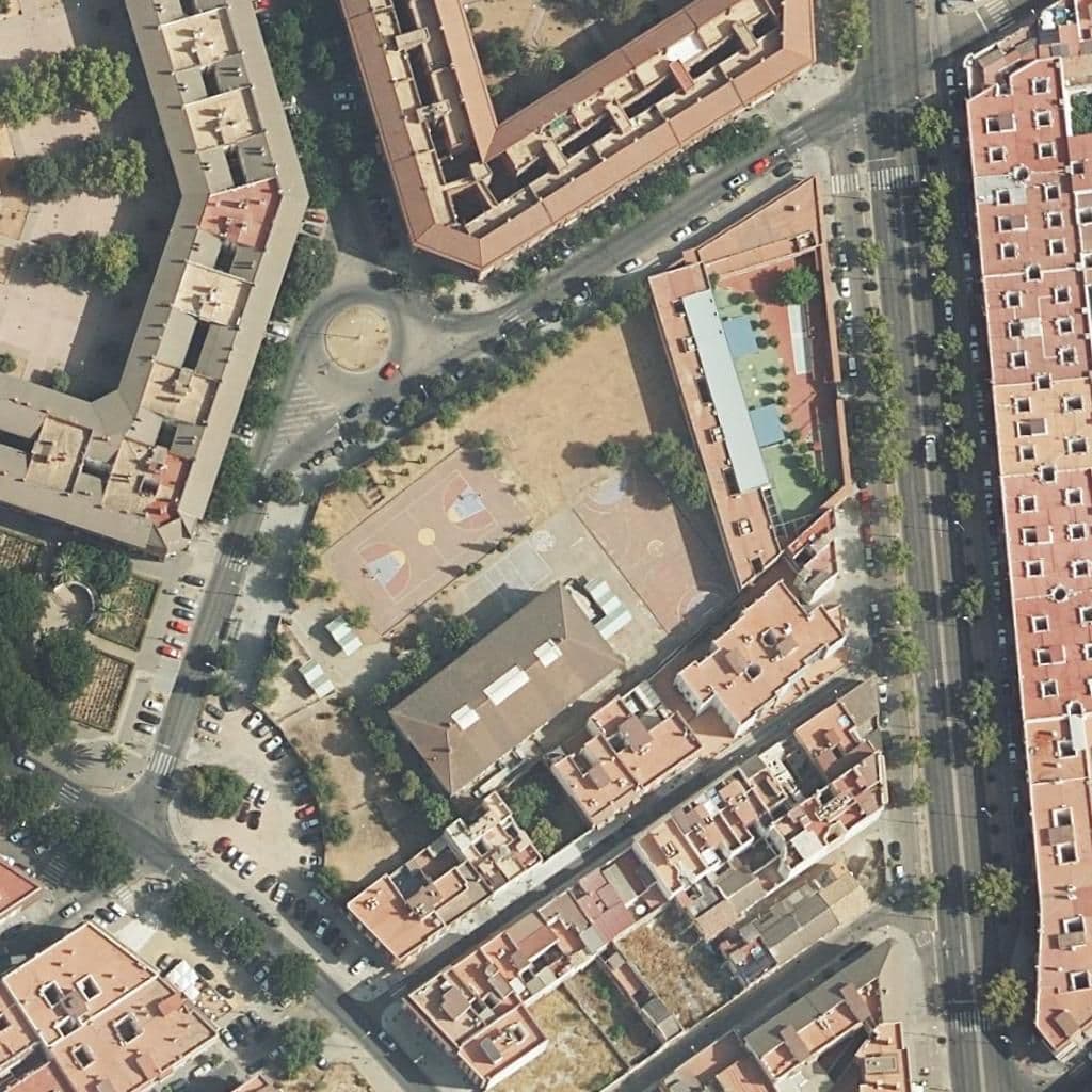 Aerial view of the grounds of Los Reyes