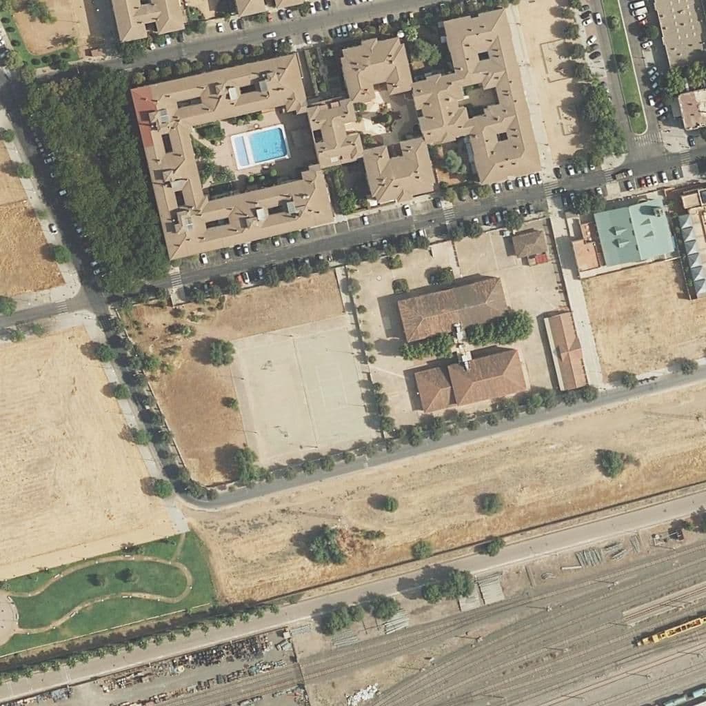 Aerial view of the grounds of Los Compis