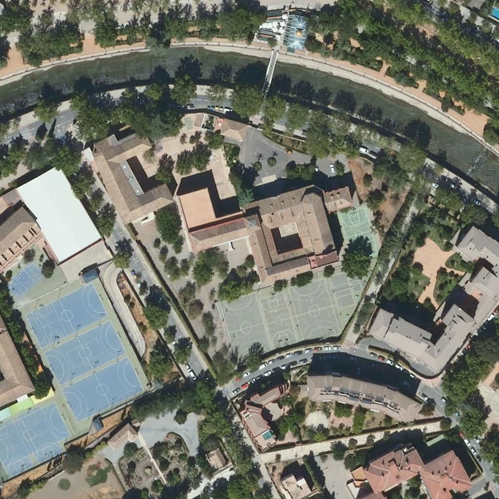 Aerial view of the grounds of Sagrado Corazón