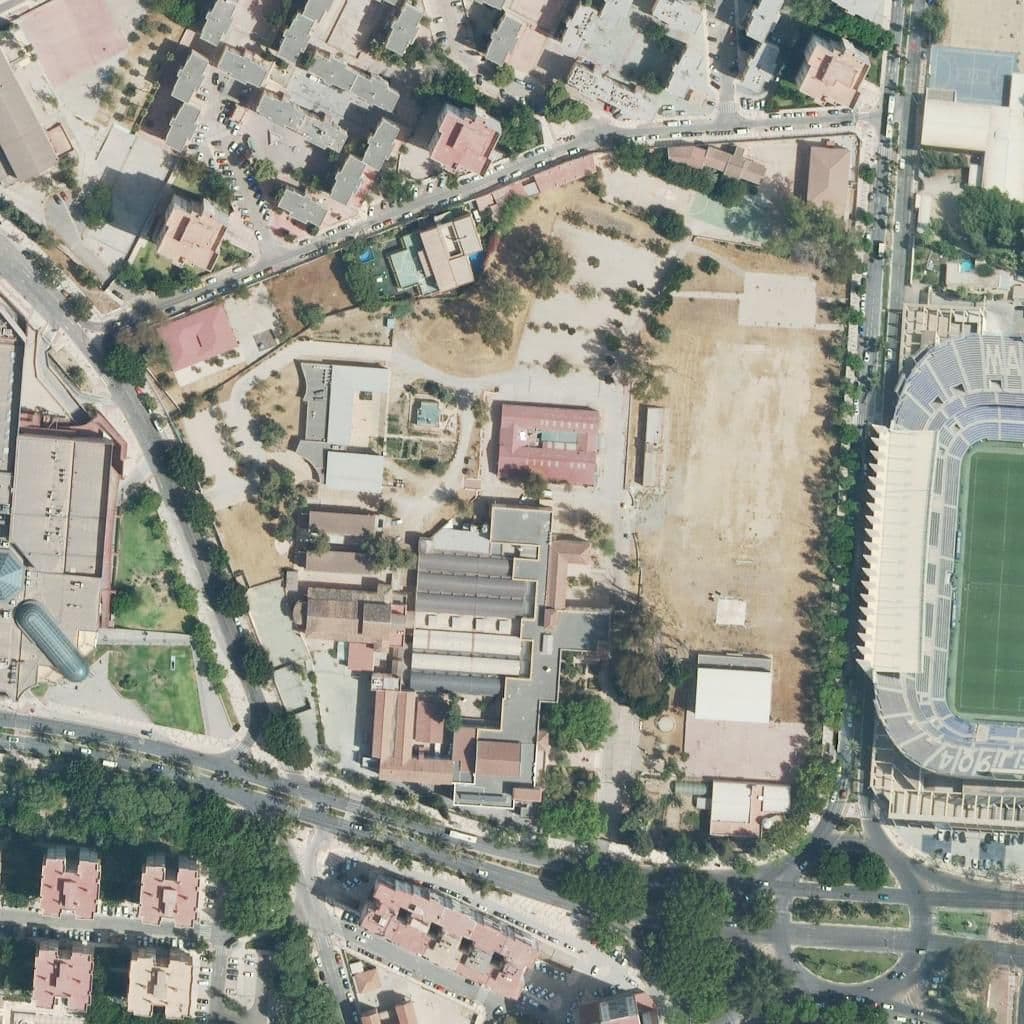 Aerial view of the grounds of La Rosaleda