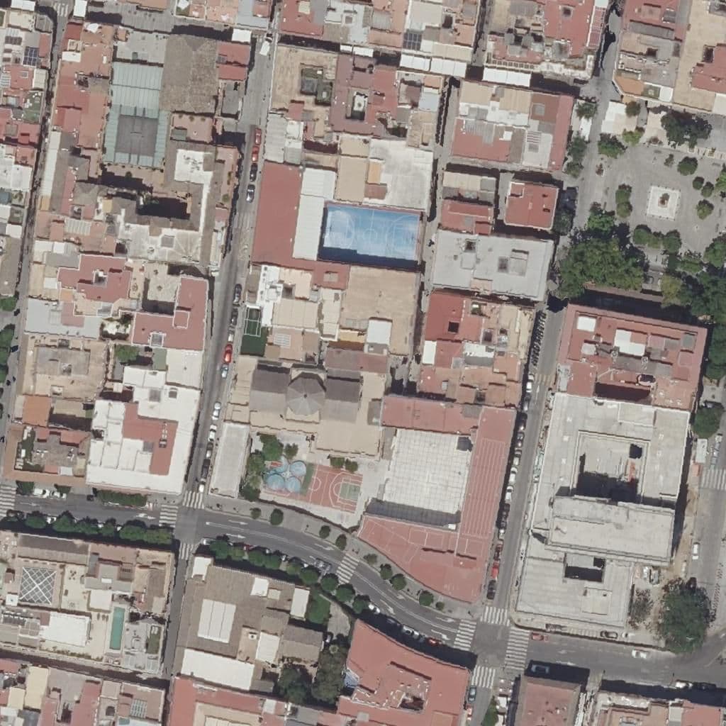 Aerial view of the grounds of Sagrado Corazón