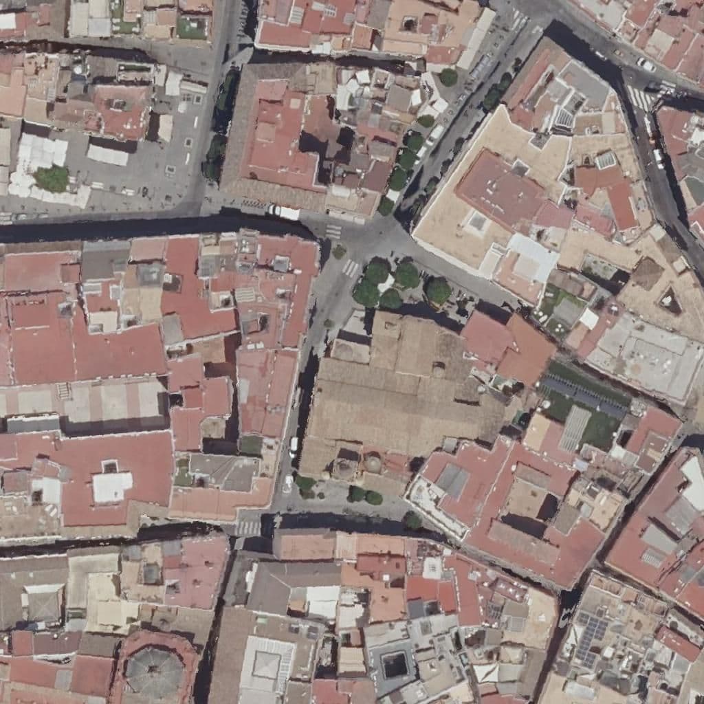 Aerial view of the grounds of Escuela Mercantil