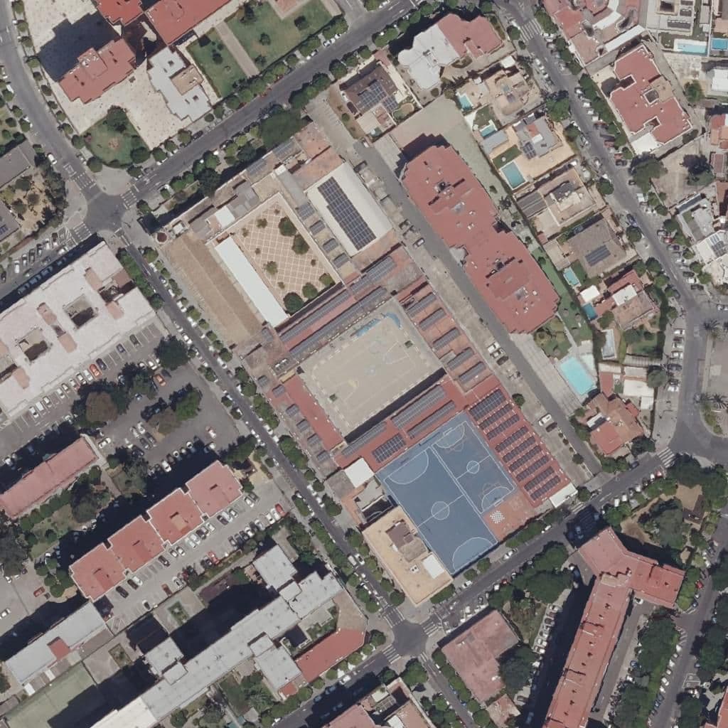 Aerial view of the grounds of Escuelas Salesianas María Auxiliadora
