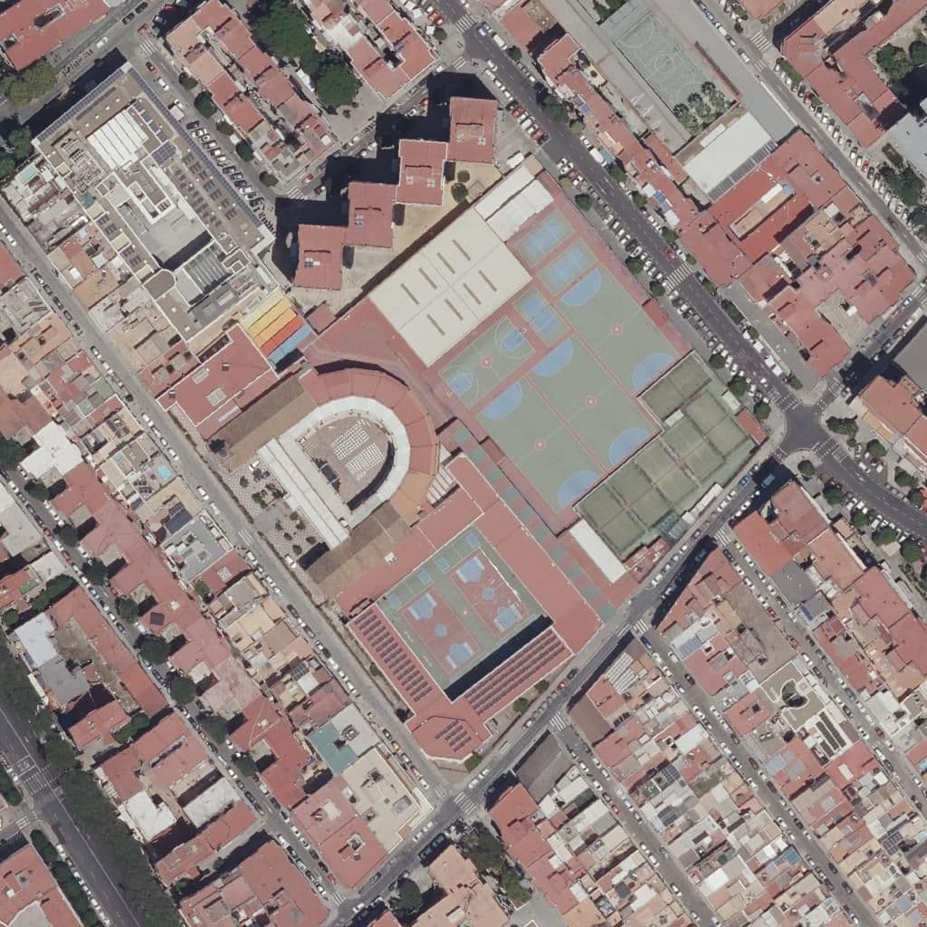 Aerial view of the grounds of Los Lunares