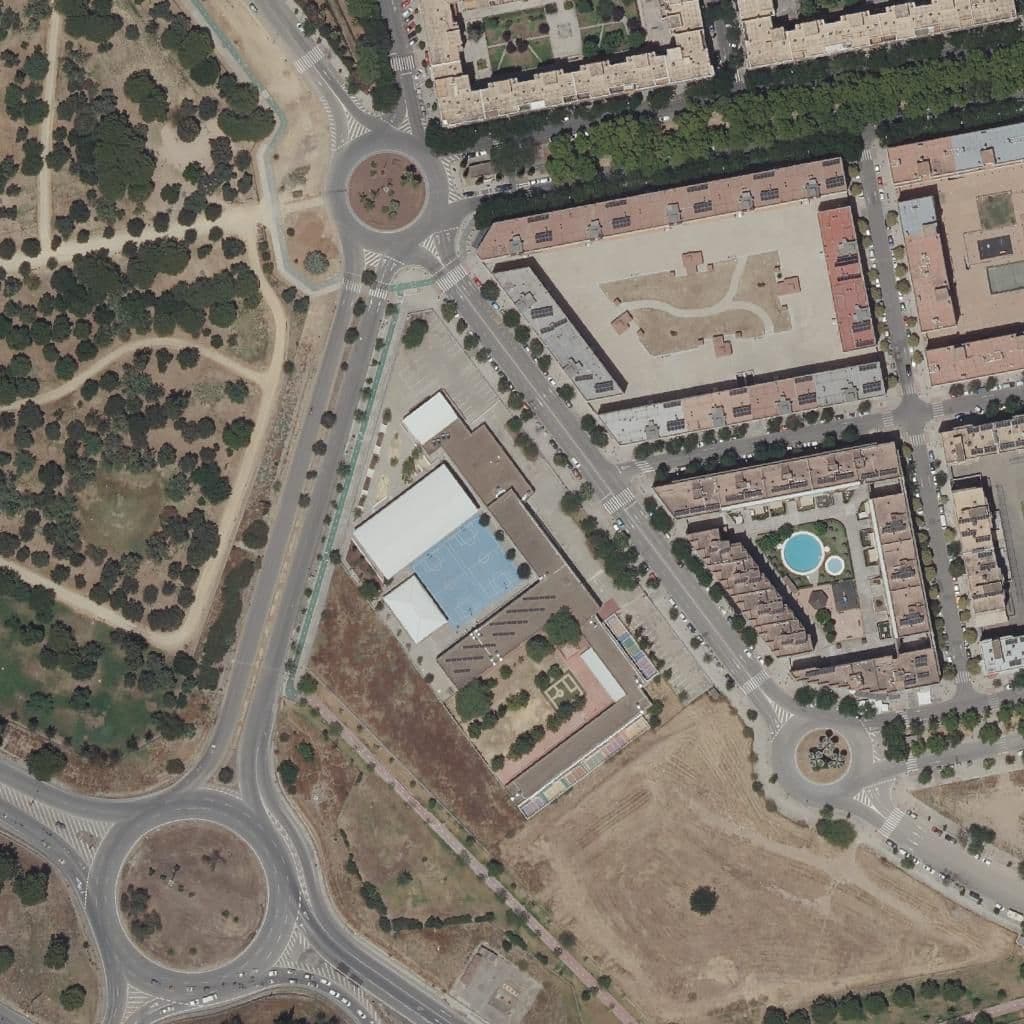 Aerial view of the grounds of Marie Curie