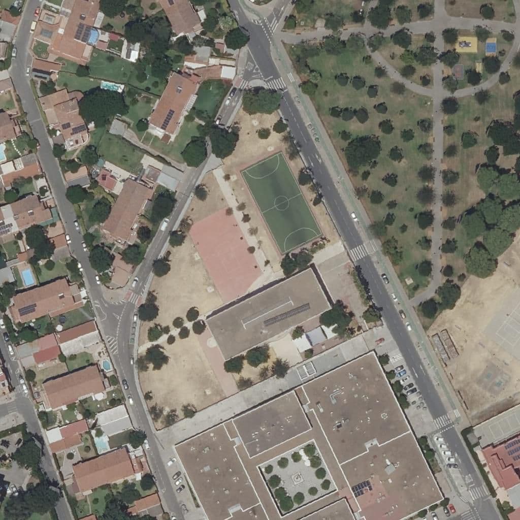 Aerial view of the grounds of Santa Clara
