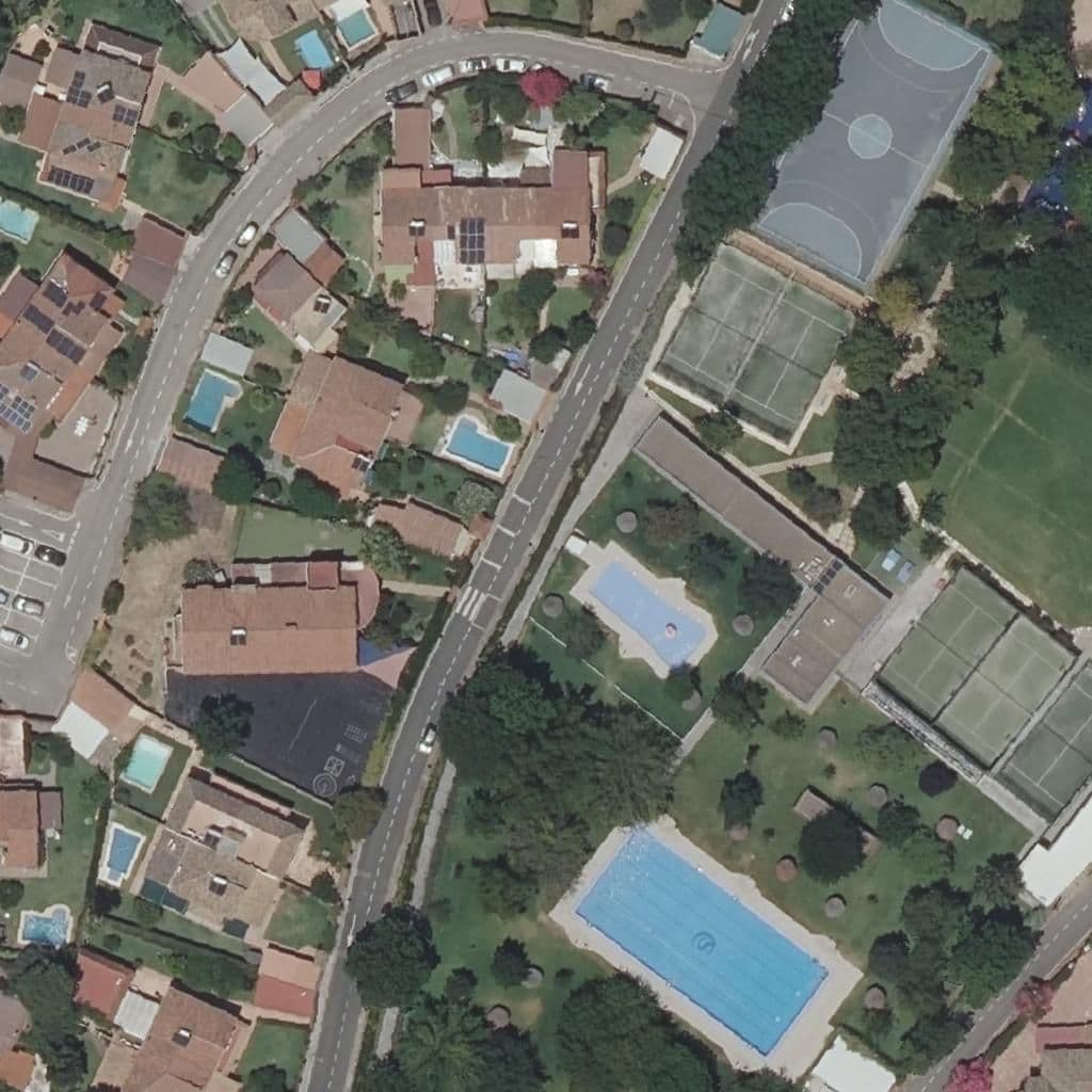 Aerial view of the grounds of Los Rosales