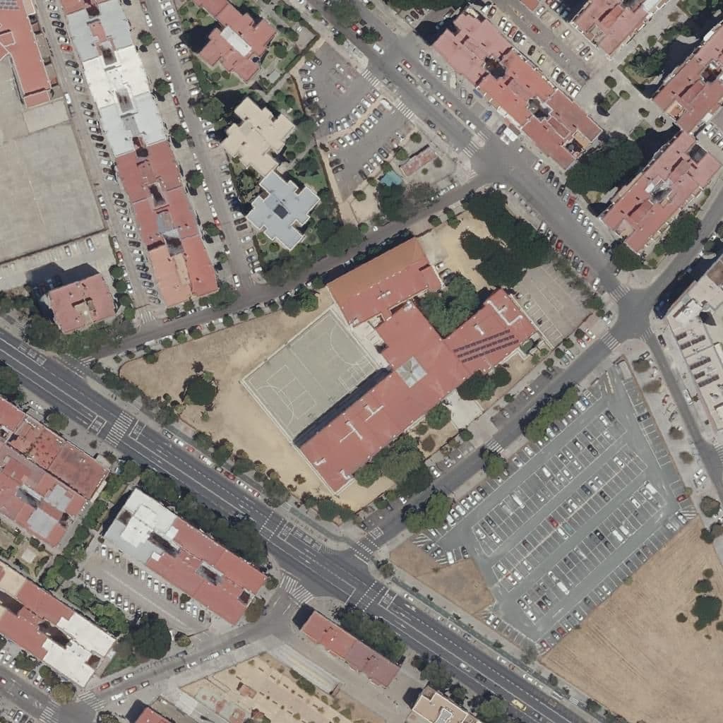 Aerial view of the grounds of Llanes
