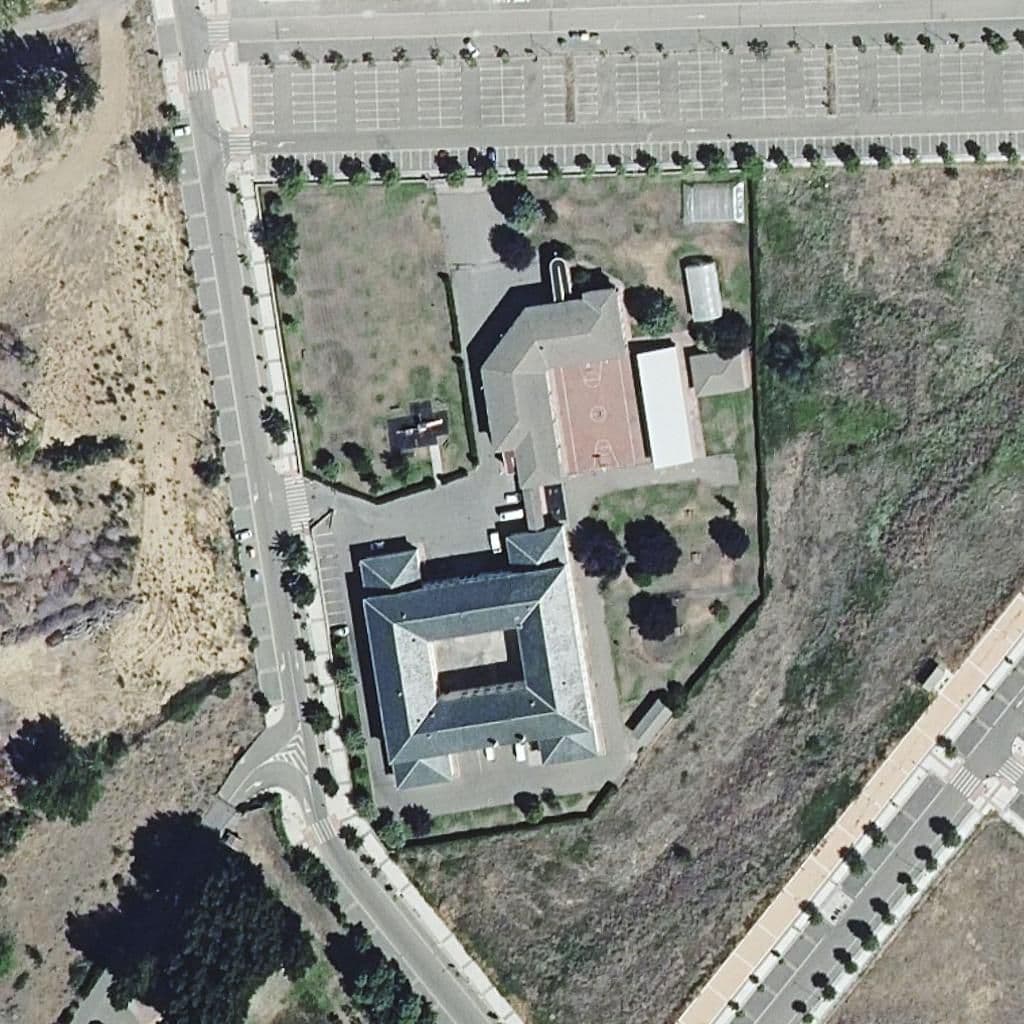 Aerial view of the grounds of Nuestra Señora Del Sagrado Corazón