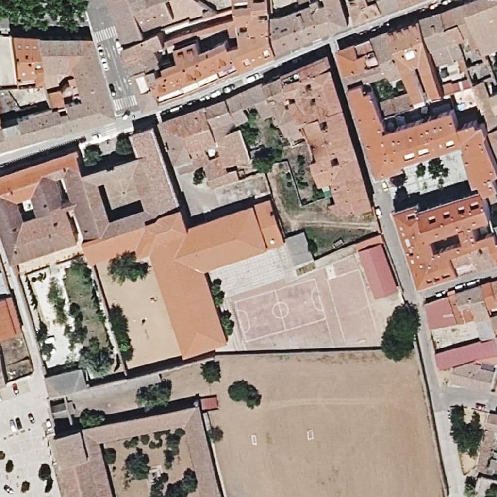 Aerial view of the grounds of Hospital De La Cruz