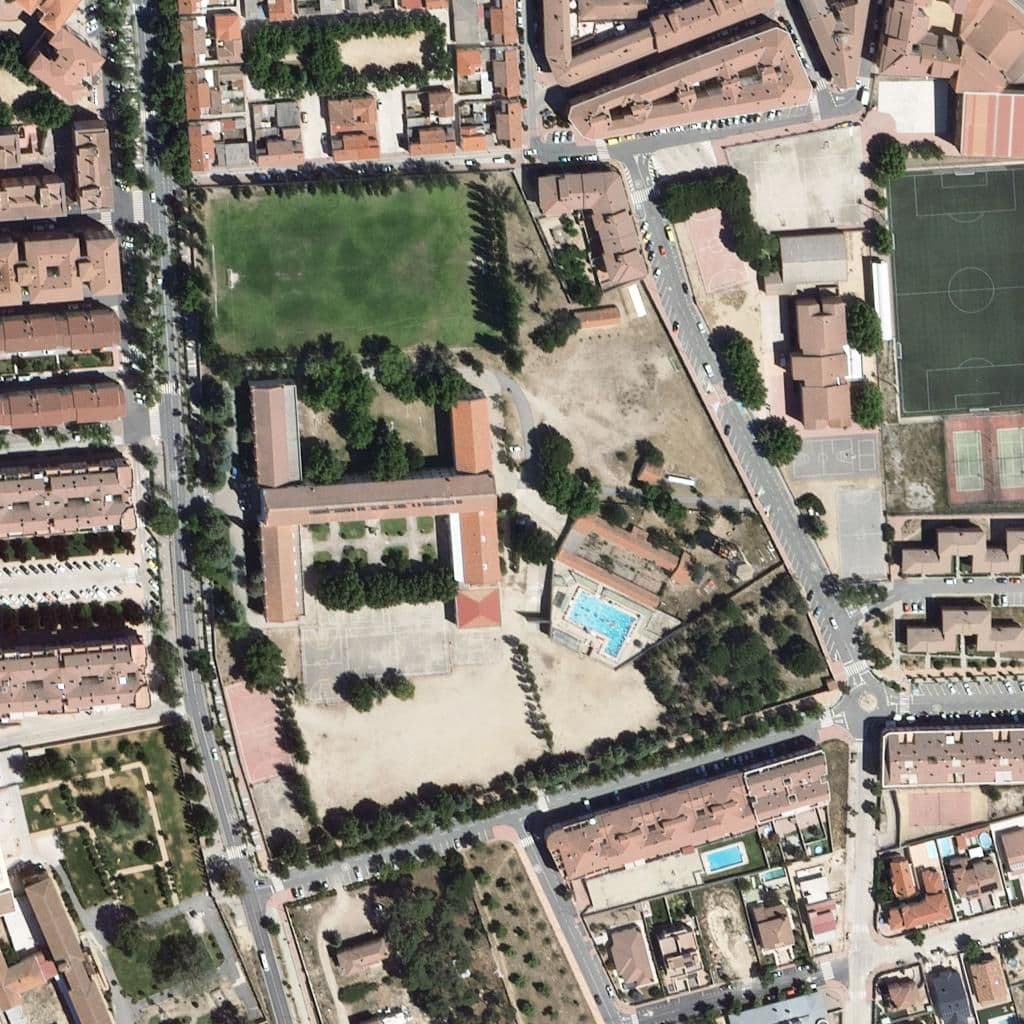 Aerial view of the grounds of Los Arevacos