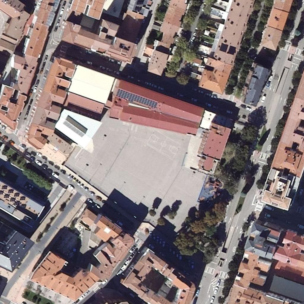 Aerial view of the grounds of La Salle