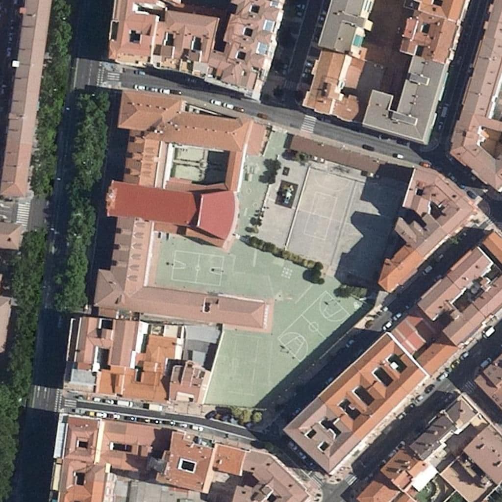 Aerial view of the grounds of Sagrado Corazón