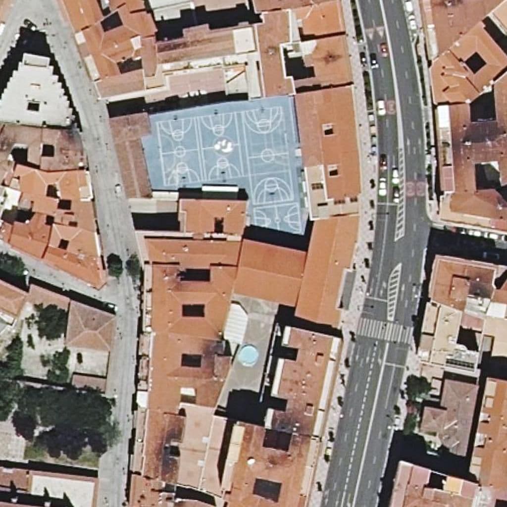 Aerial view of the grounds of San Juan Bosco