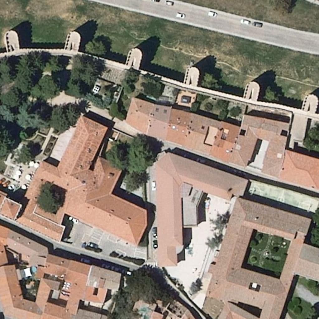 Aerial view of the grounds of Santísimo Rosario
