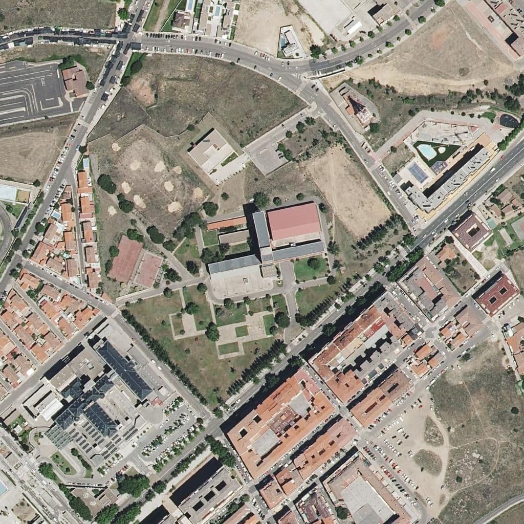 Aerial view of the grounds of Fecless