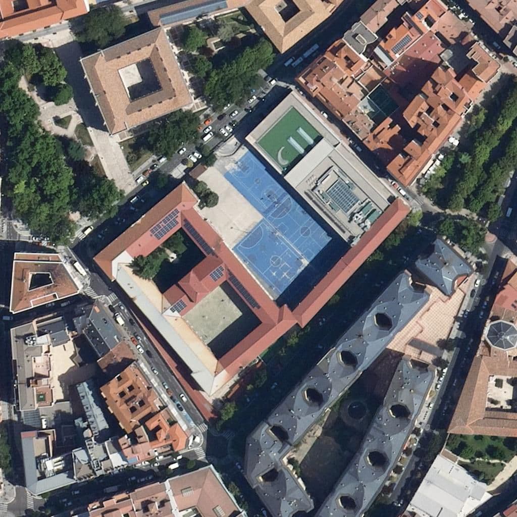 Aerial view of the grounds of San Antonio