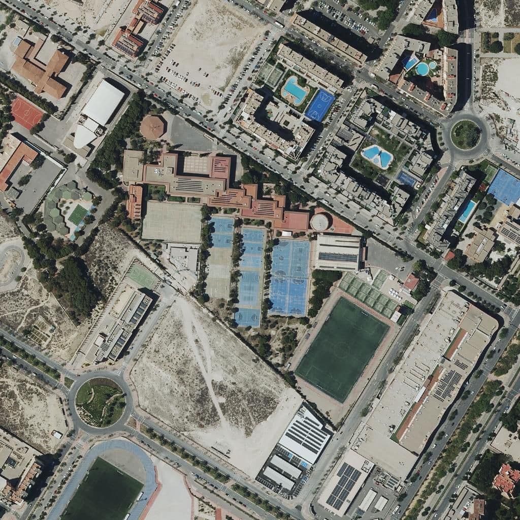 Aerial view of the grounds of Centre Privat María Auxiliadora