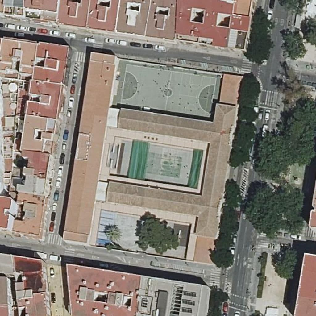 Aerial view of the grounds of Ceip Cervantes
