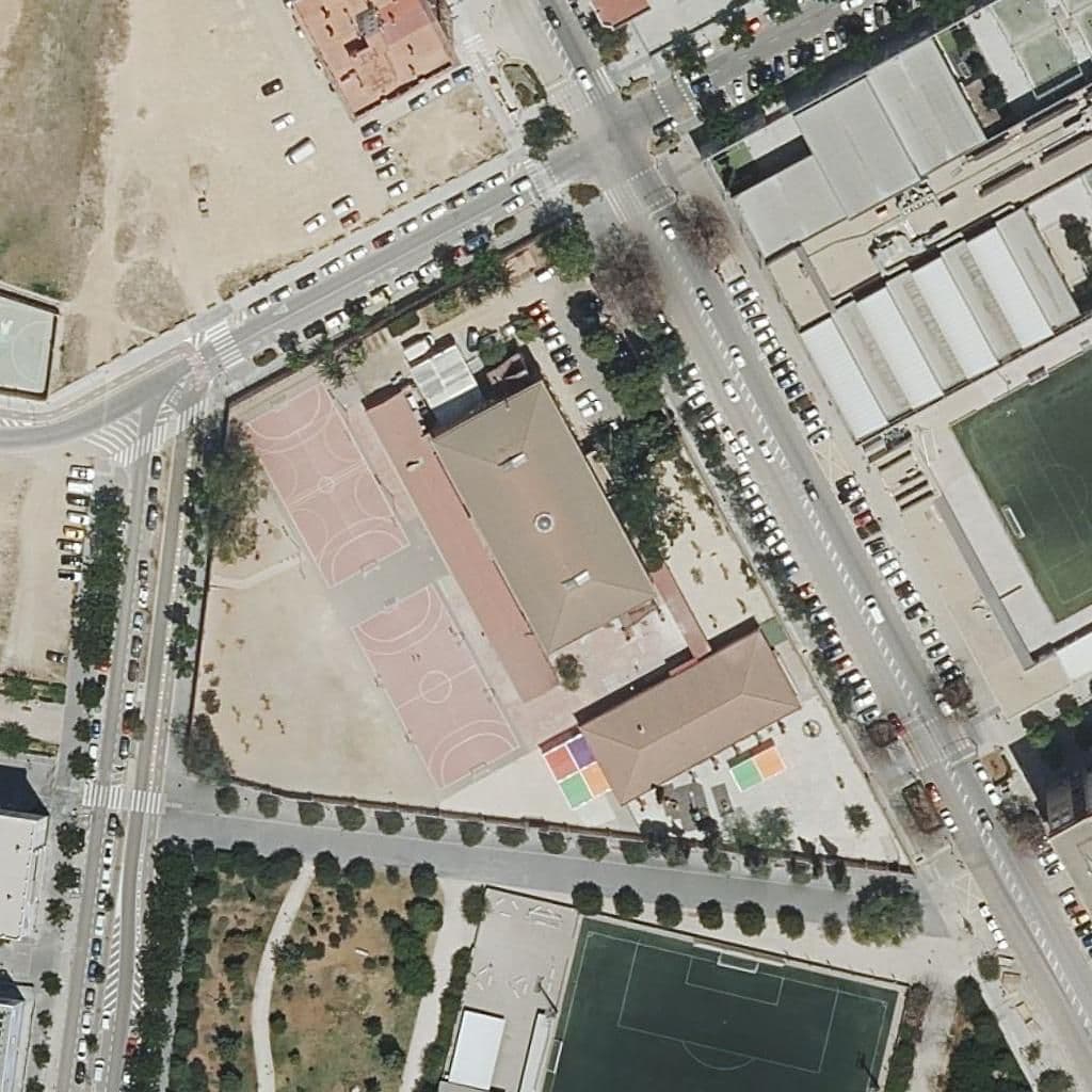Aerial view of the grounds of Ceip Pablo Neruda