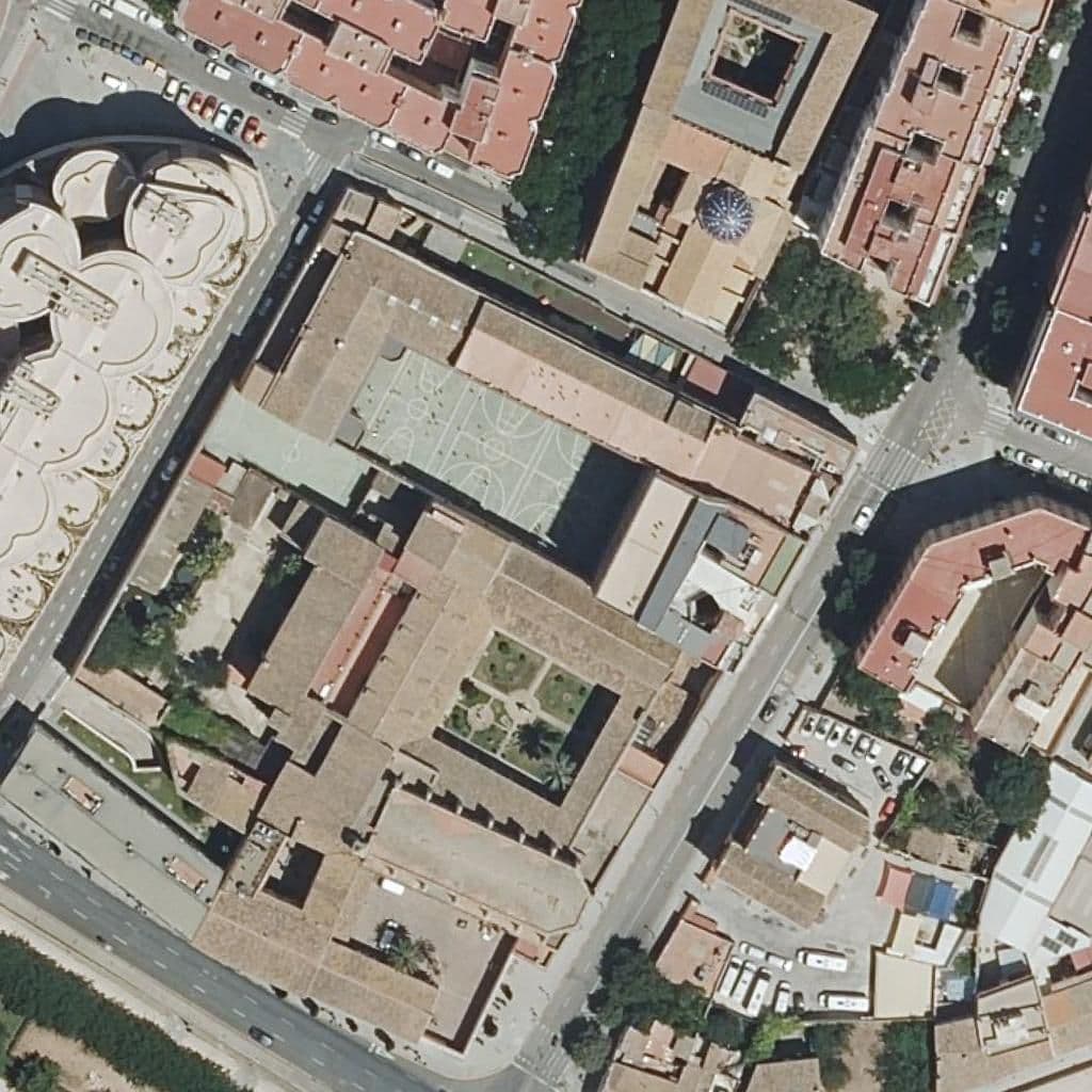 Aerial view of the grounds of Cee Priv. Parálisis Cerebral Infantil Cruz Roja