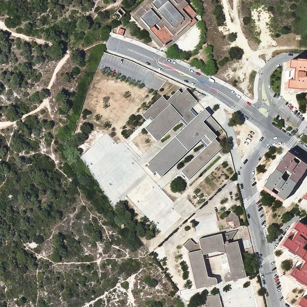 Aerial view of the grounds of Institut Sant Pere I Sant Pau