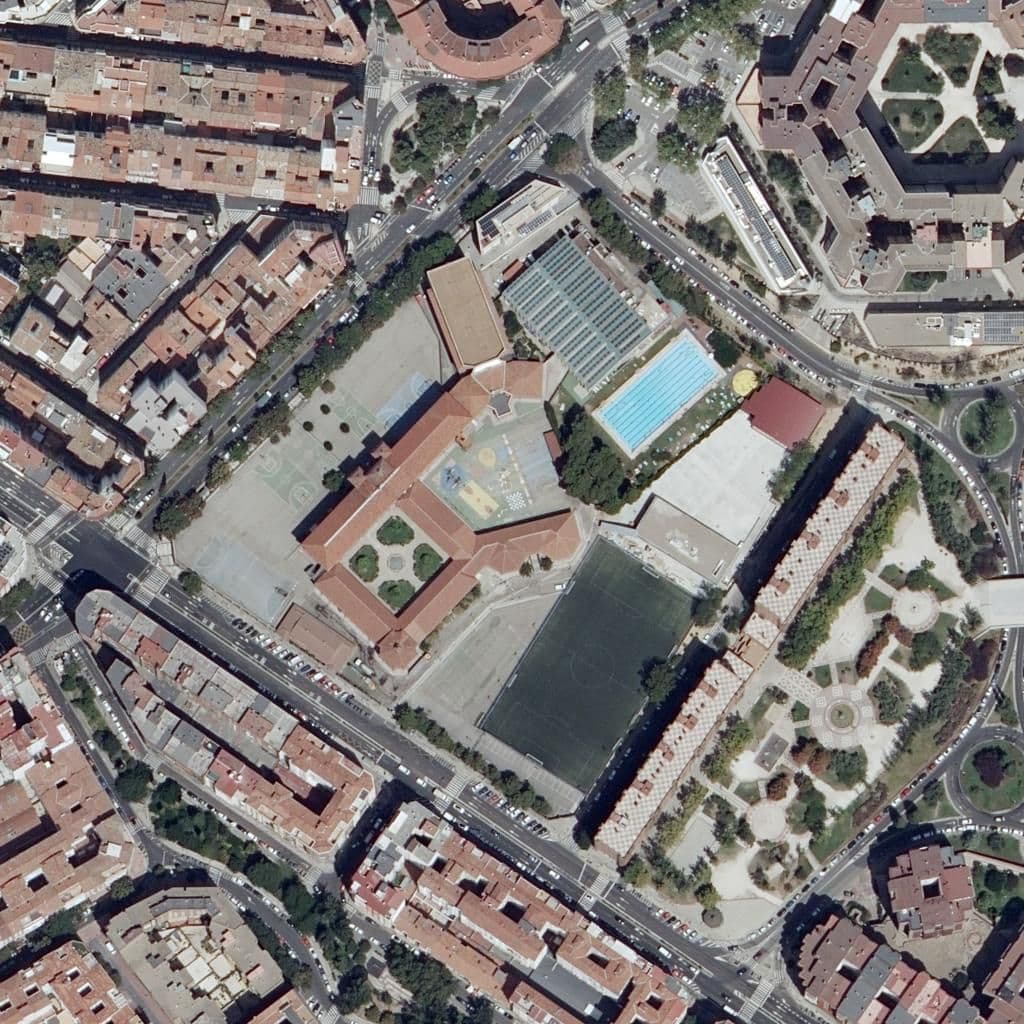 Aerial view of the grounds of C. San Agustín