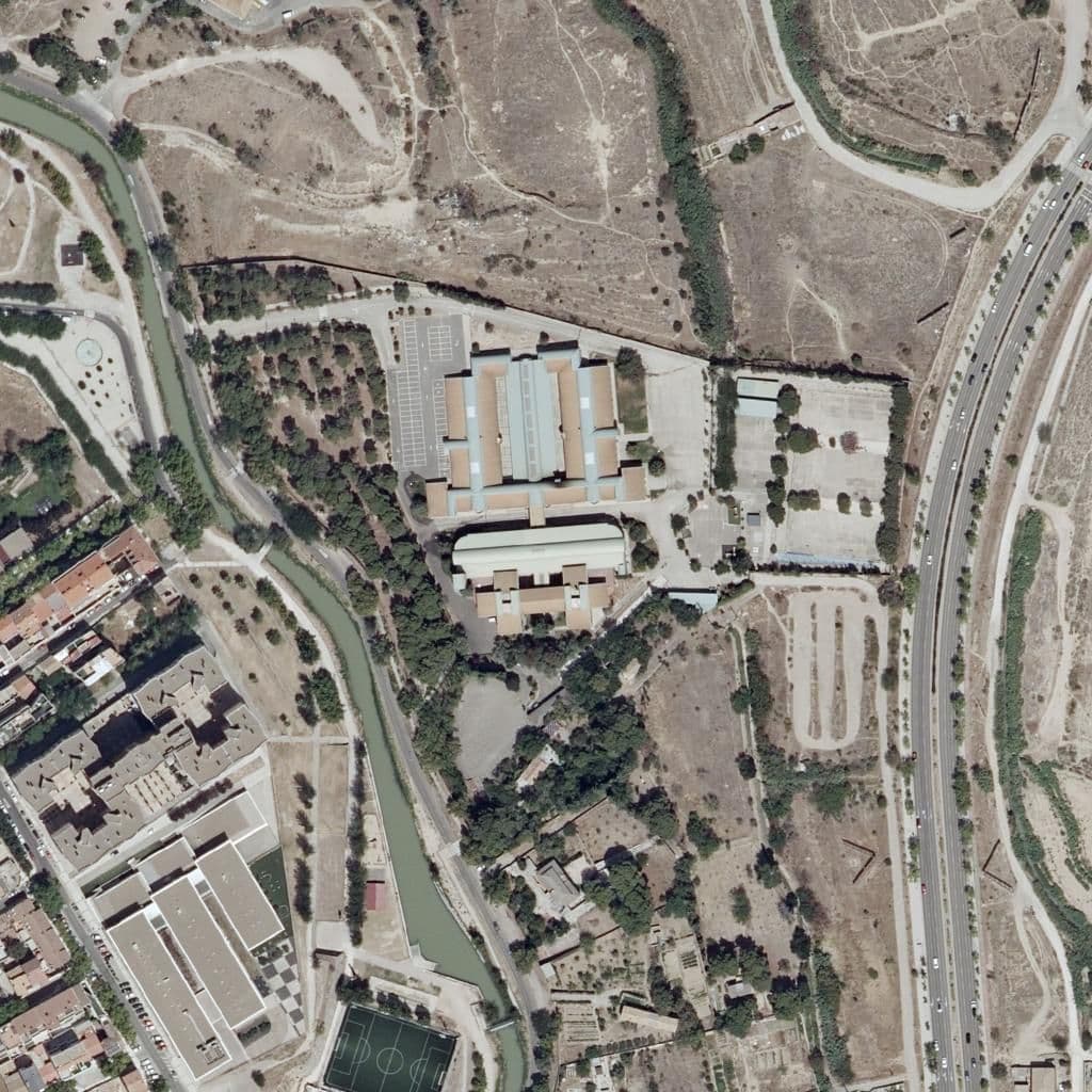 Aerial view of the grounds of C. Santa Ana
