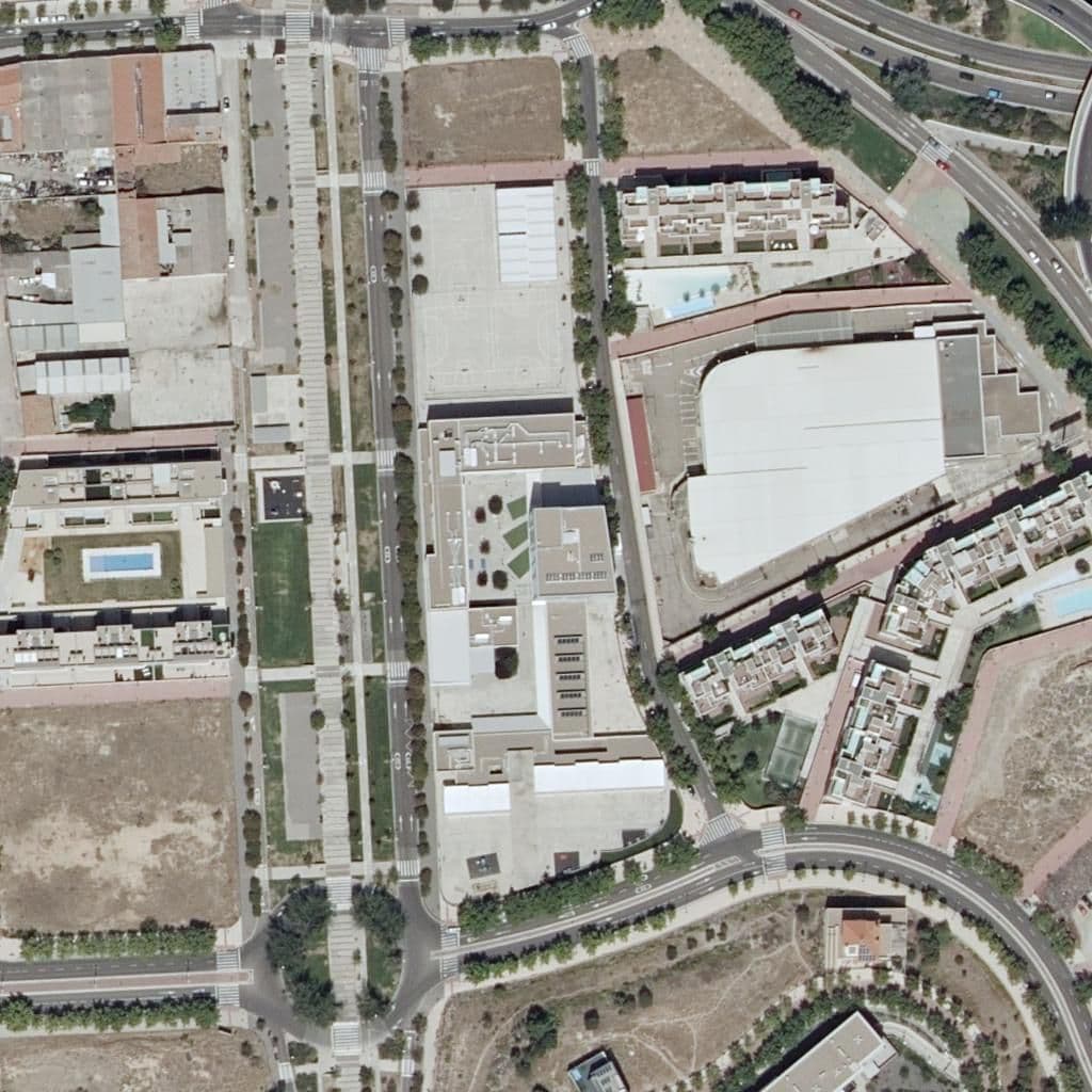 Aerial view of the grounds of C.P.I. Julio Verne