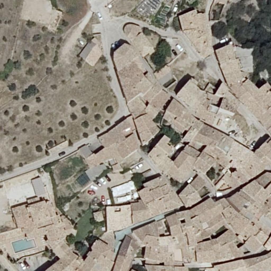 Aerial view of the grounds of Escuela de Montaña de Alquézar