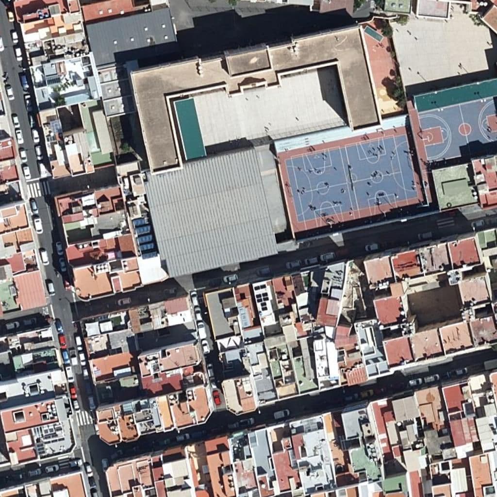 Aerial view of the grounds of CEIP LEÓN Y CASTILLO