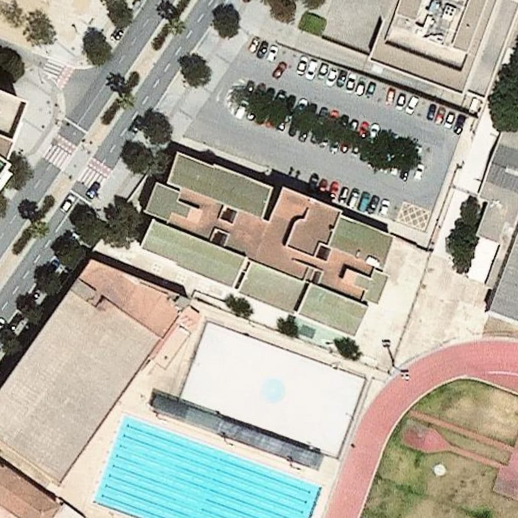 Aerial view of the grounds of Arce