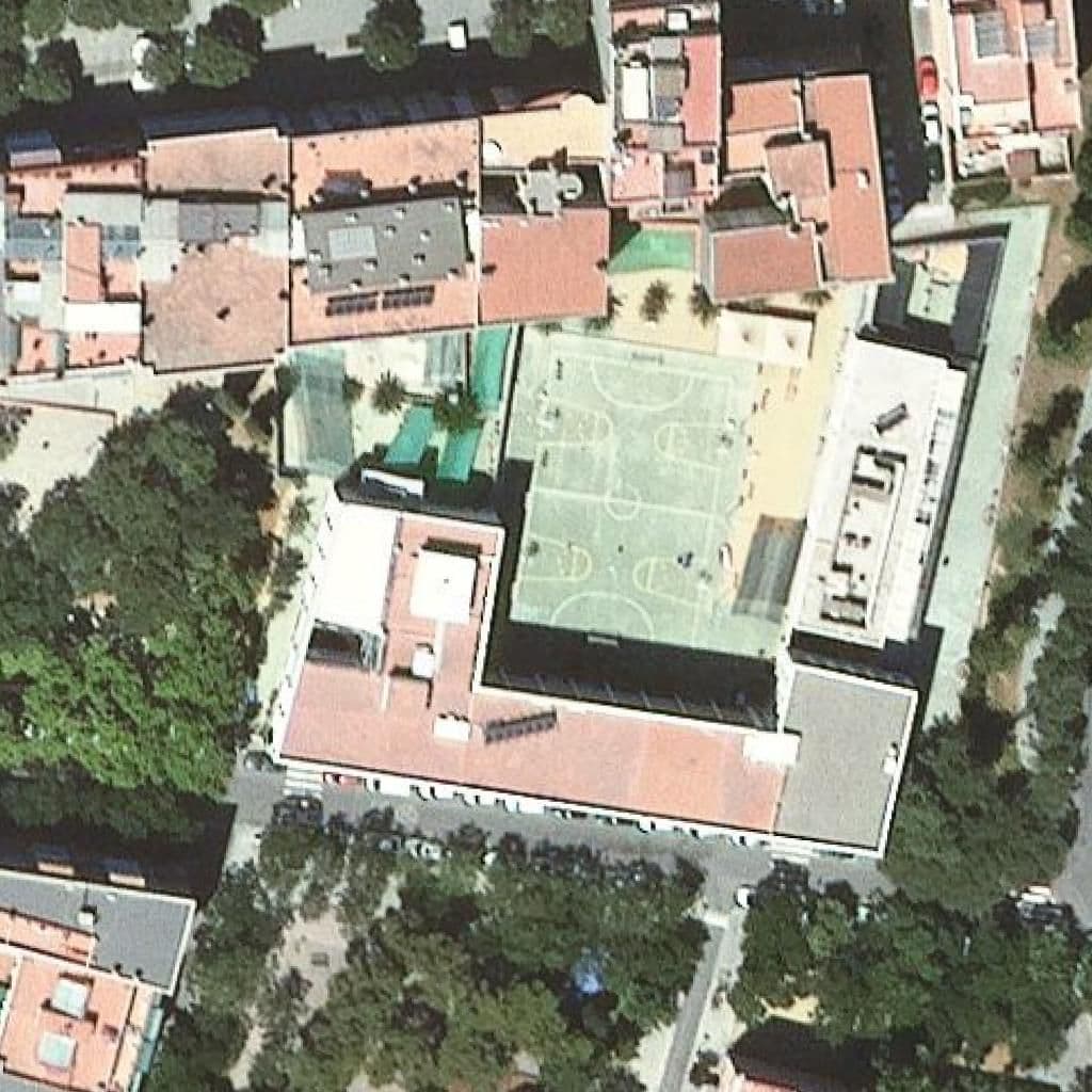 Aerial view of the grounds of Escola Mercè Rodoreda