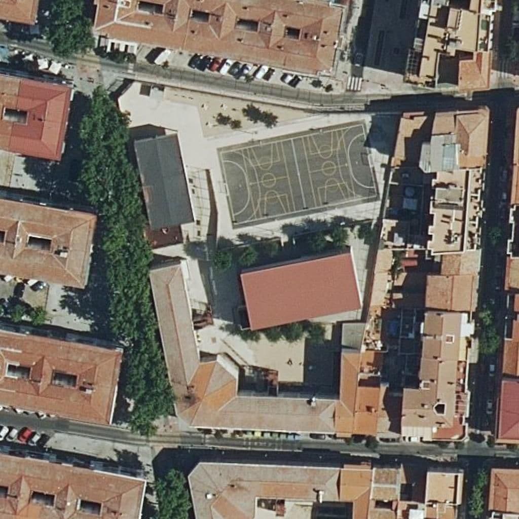 Aerial view of the grounds of La Alhondiga