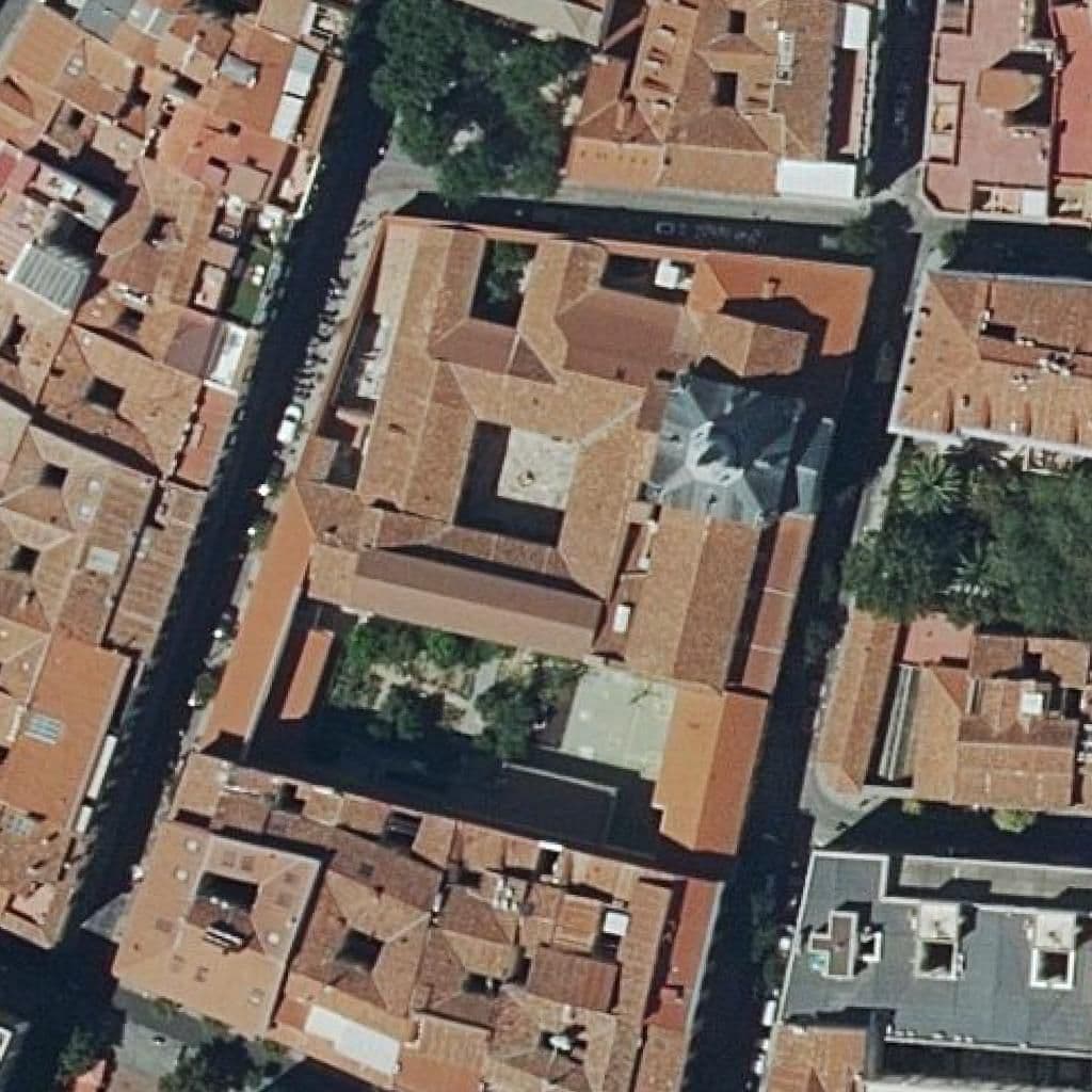 Aerial view of the grounds of La Merced