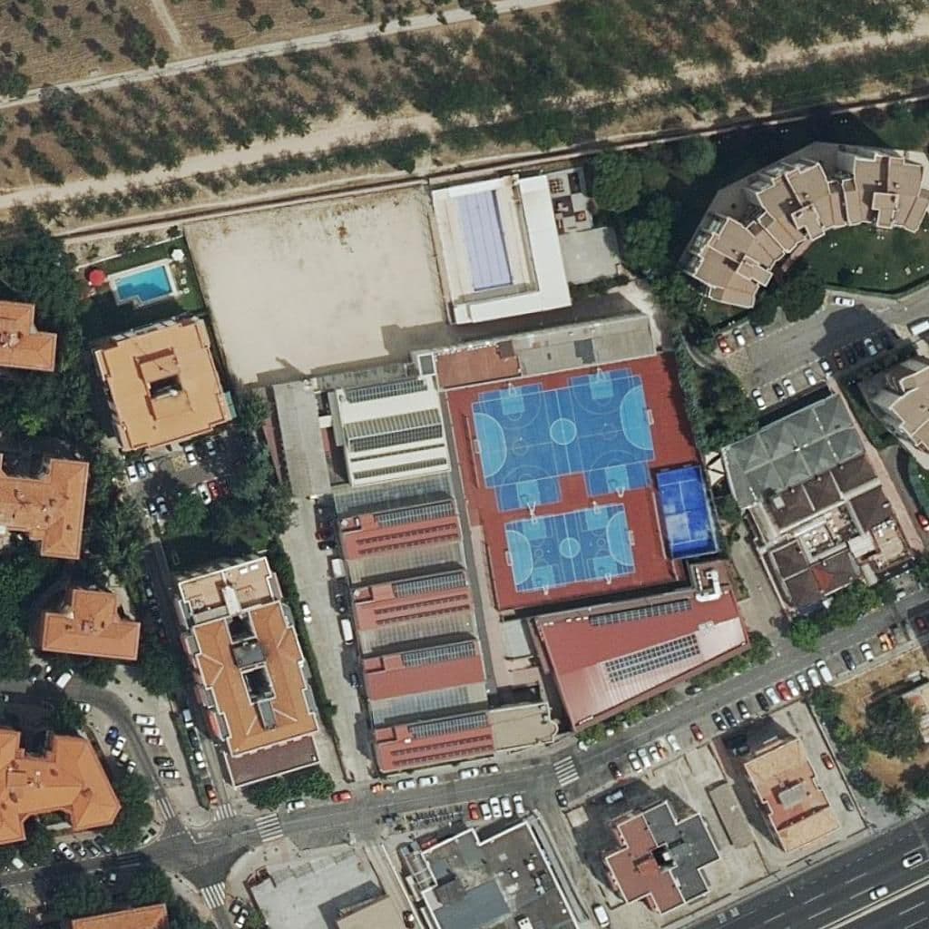 Aerial view of the grounds of San Buenaventura