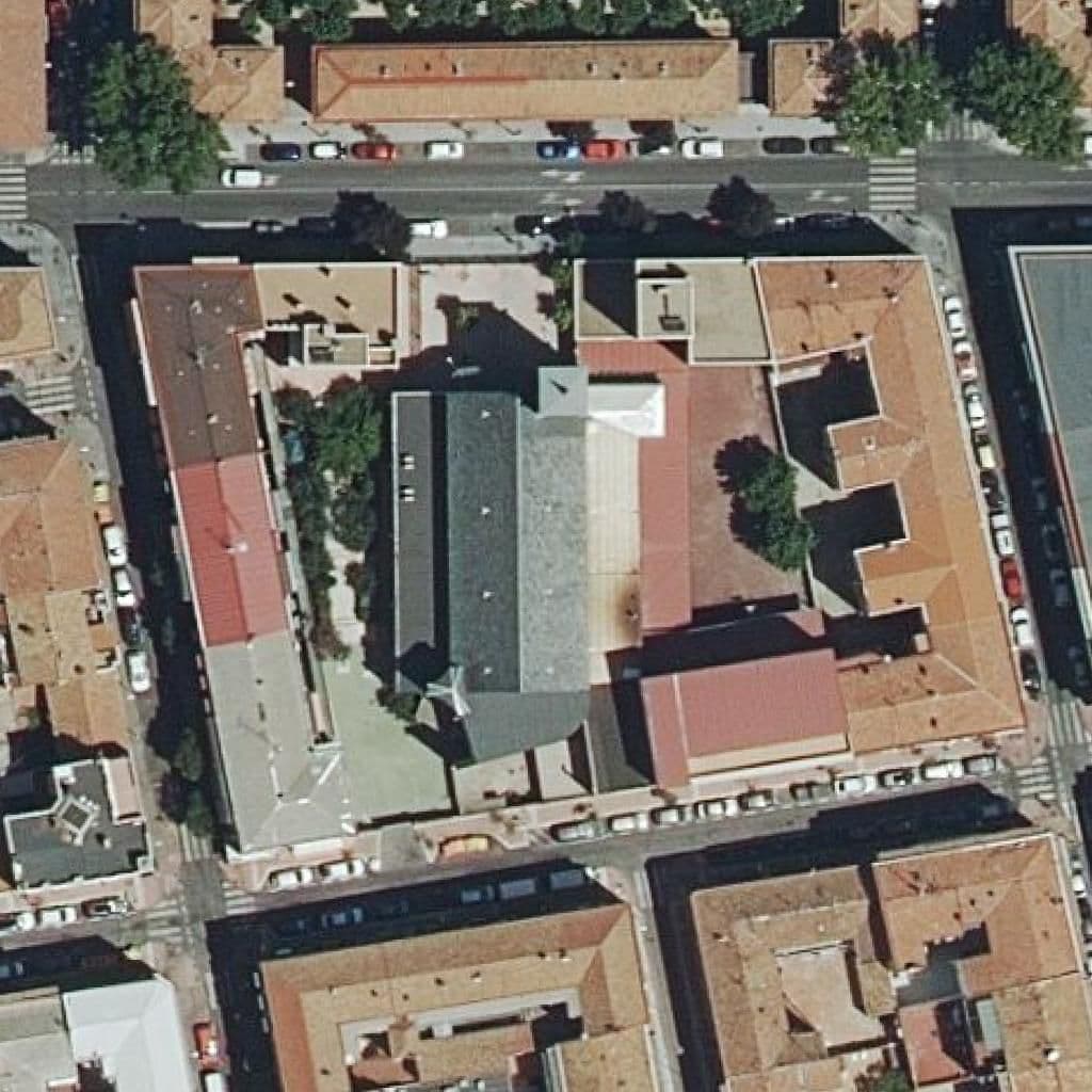Aerial view of the grounds of San Jaime Apostol
