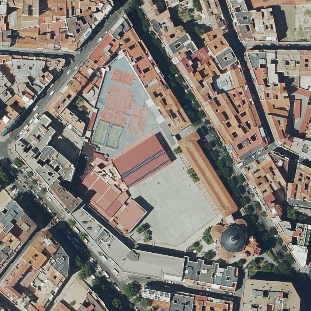 Aerial view of the grounds of Salesianos Estrecho San Juan Bautista