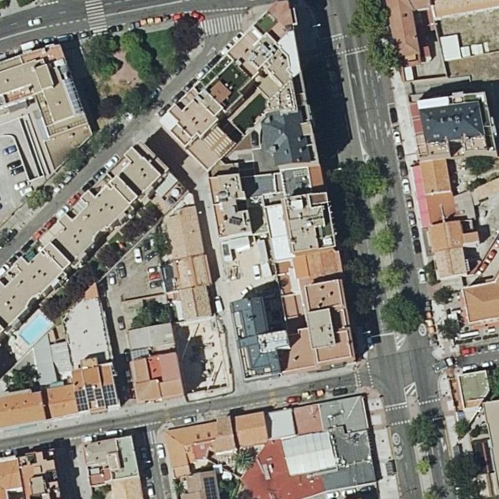 Aerial view of the grounds of S Miguel Arcangel