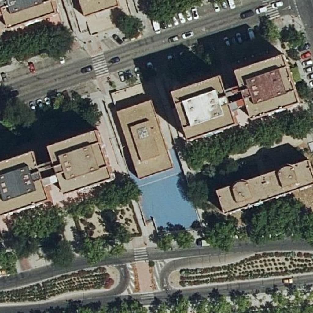 Aerial view of the grounds of Santa Maria De Los Pinos