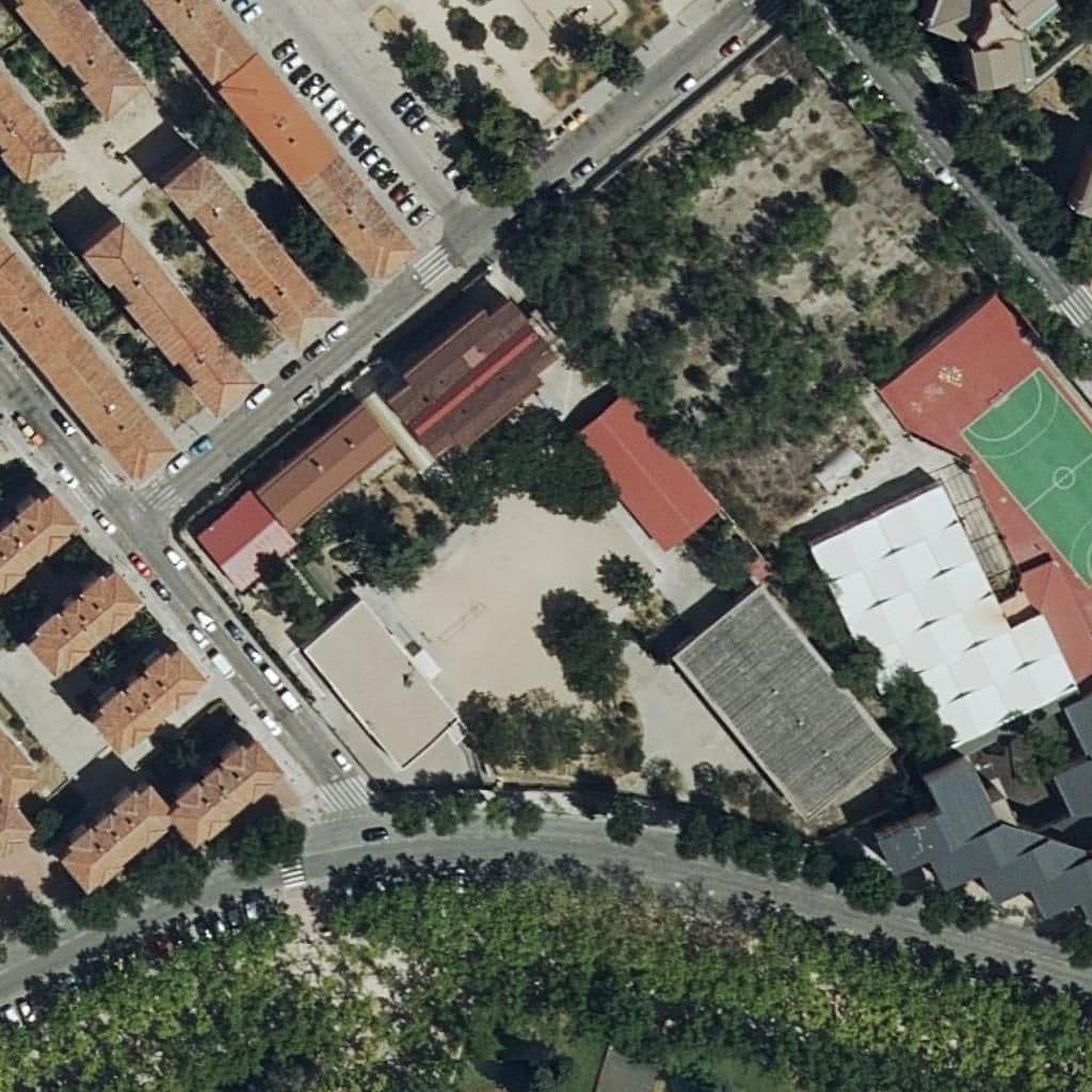 Aerial view of the grounds of Santo Angel De La Guarda