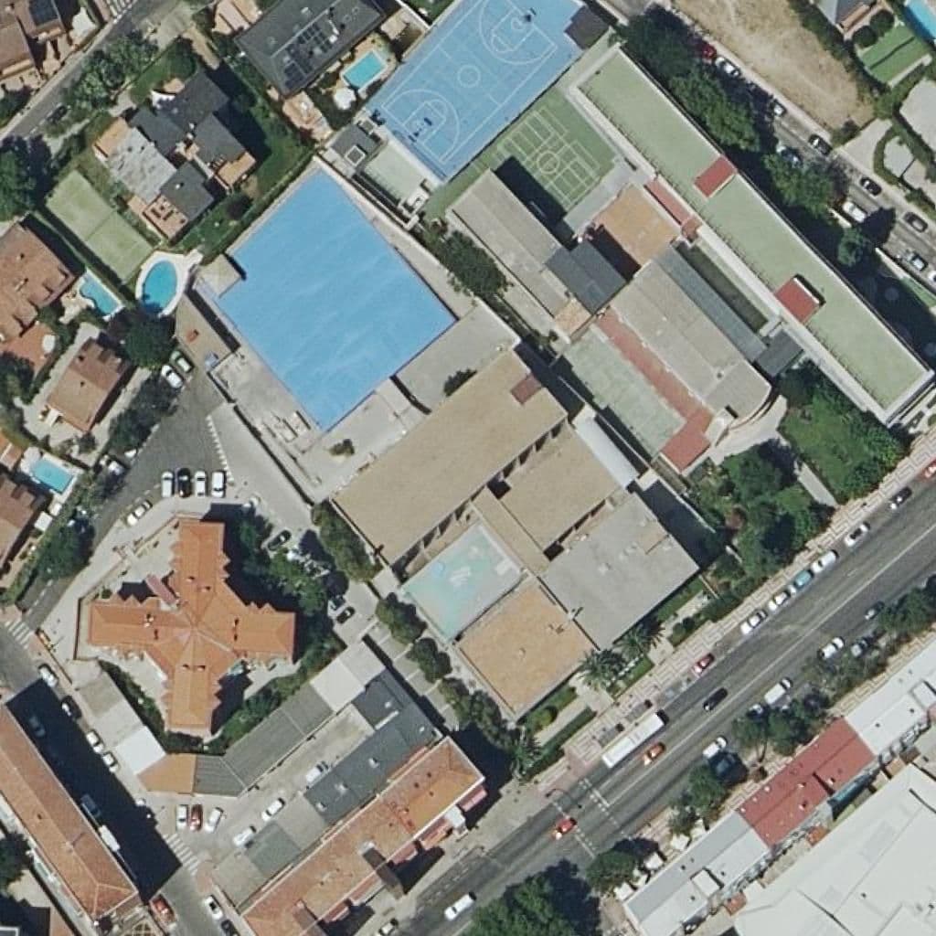 Aerial view of the grounds of Santo Angel De La Guarda
