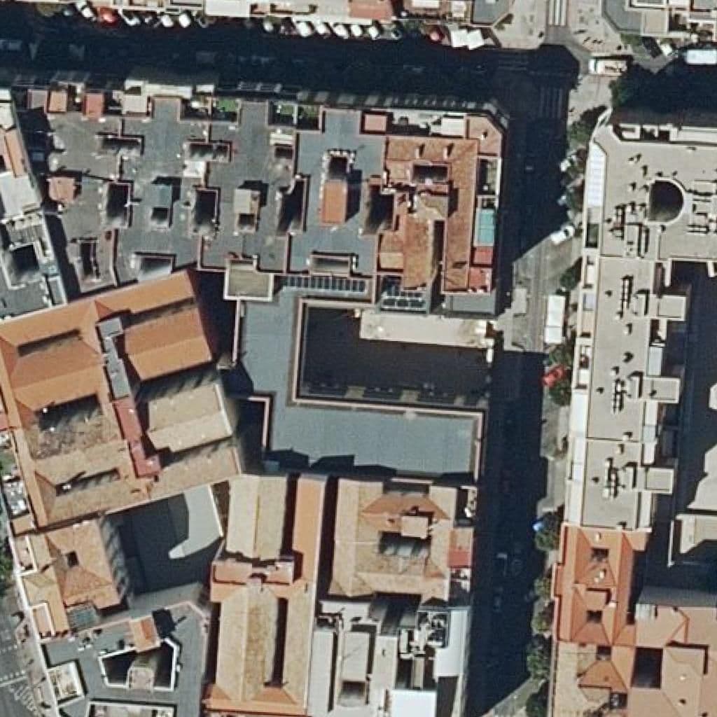 Aerial view of the grounds of Nuestra Señora De La Almudena